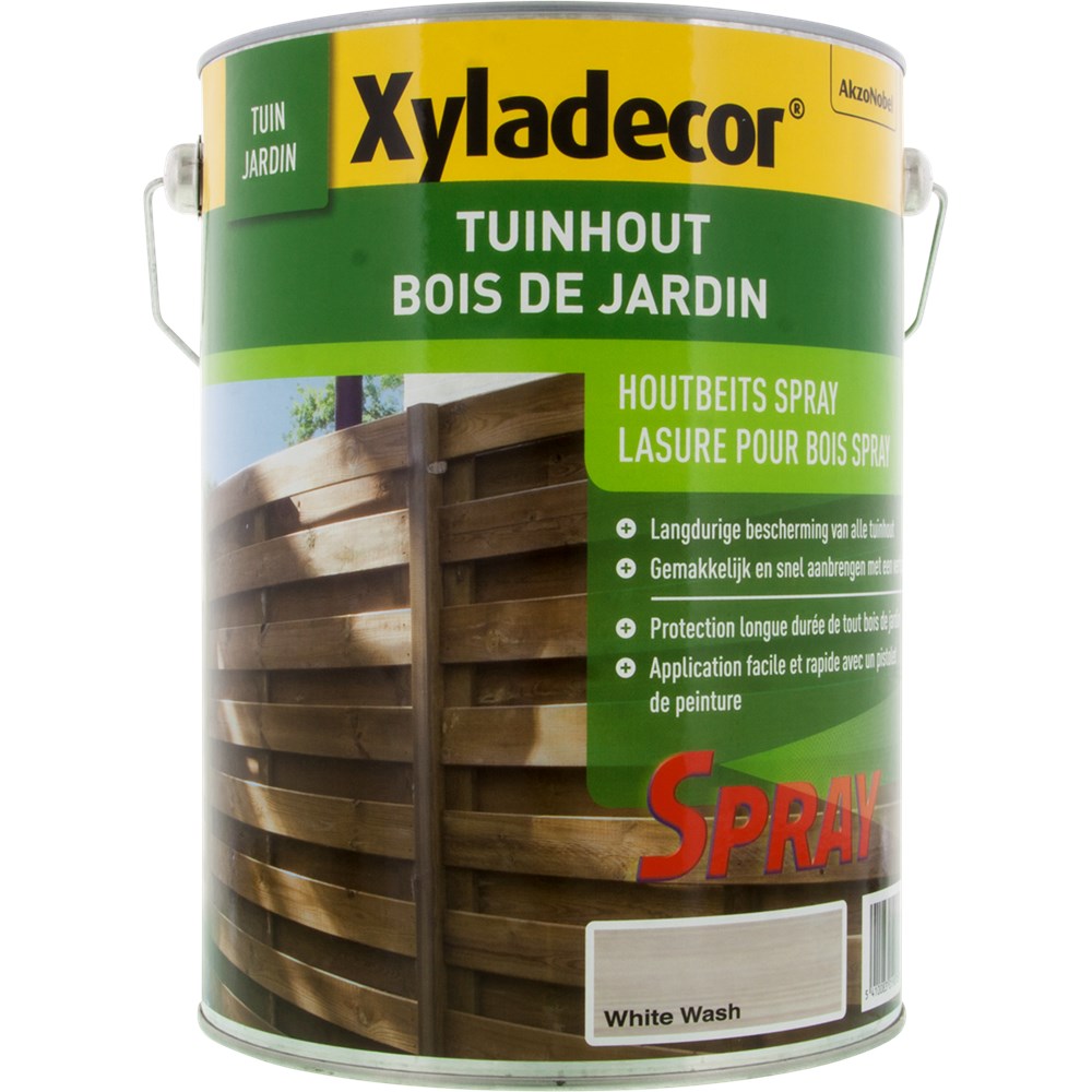 LASURE POUR BOIS DE JARDIN EN SPRAY WHITE WASH 5L